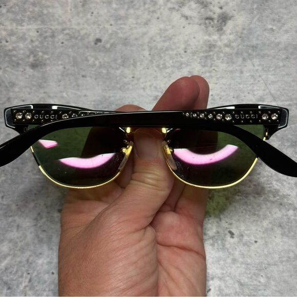 Gucci Mirrored Crystal Clubmaster Sunglasses - Picture 4 of 10